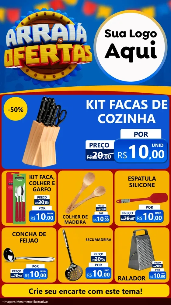 Modelo de Rede Social para Stories com o tema Arraiá de Ofertas - Junina para Utilidades Domésticas