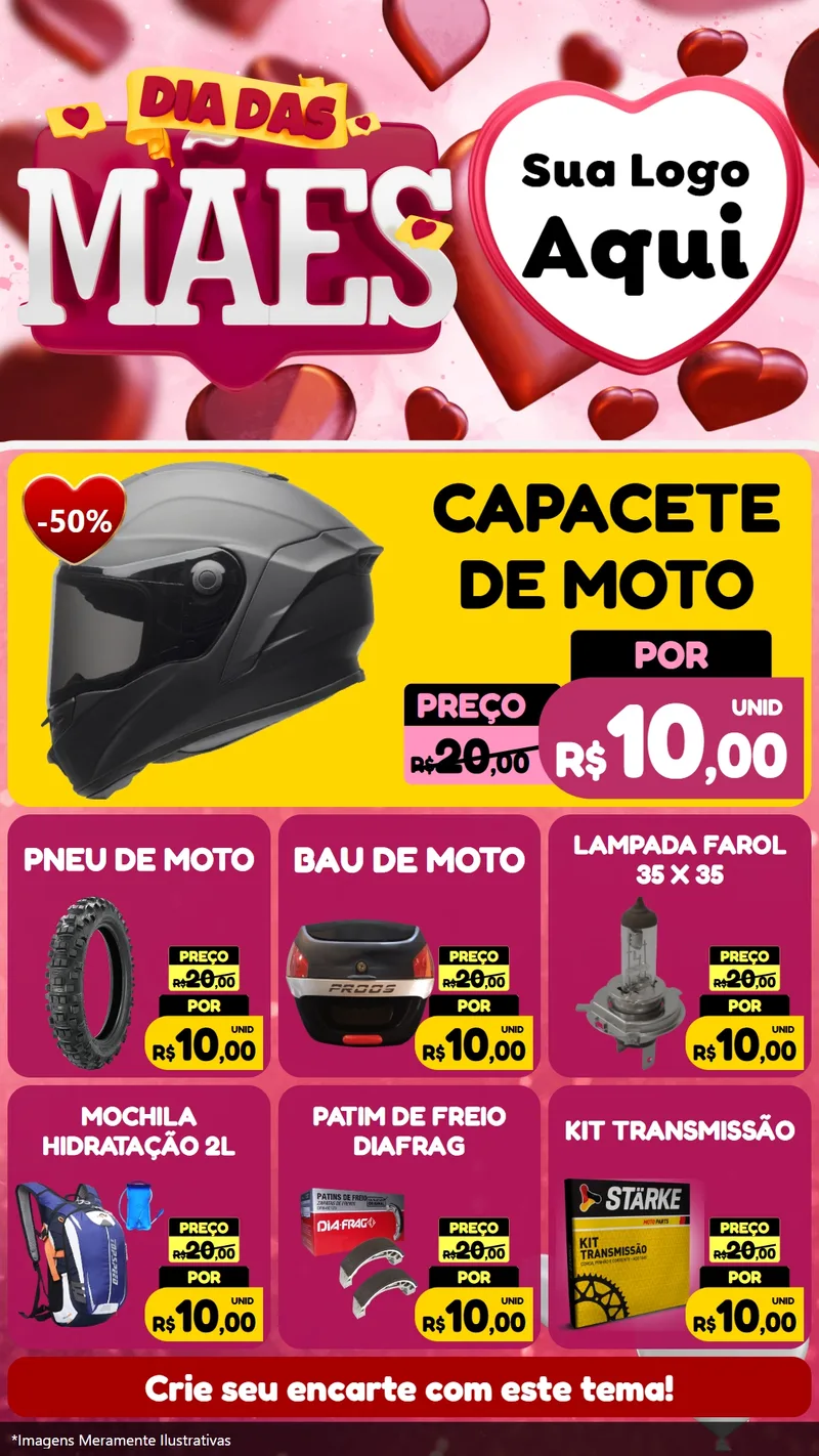 Modelo de Rede Social para Stories com o tema Dia Das Mães para Moto peças