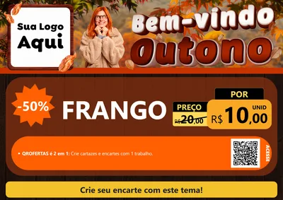Modelo de Cartaz para Cartaz A4 Horizontal com o tema Bem-vindo Outono para Assados
