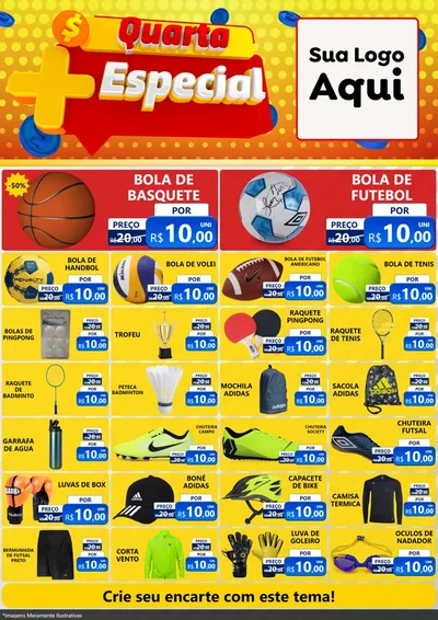 Modelo de Encarte para Encarte A4 Vertical com o tema Quarta Mais Especial para Artigos Esportivos