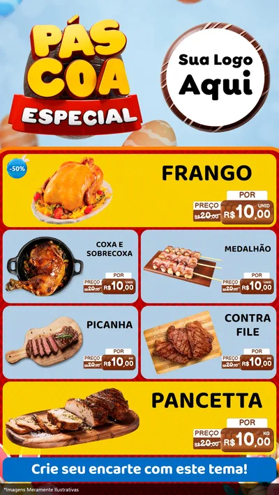 Modelo de TV para TV Vertical com o tema Páscoa Especial para Assados
