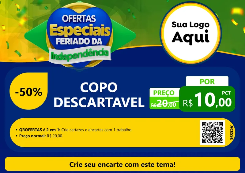 Modelo de Cartaz para Cartaz A4 Horizontal com o tema Ofertas Especiais Feriado da Independência para Embalagens