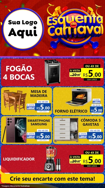 Modelo de TV para TV Vertical com o tema Esquenta de Carnaval para Móveis e Eletro