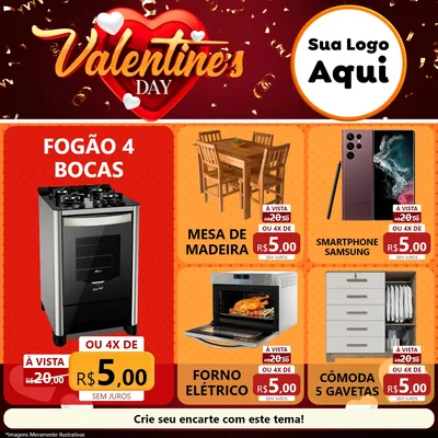 Modelo de Rede Social para Feed Facebook com o tema Valentine's Day para Móveis e Eletro