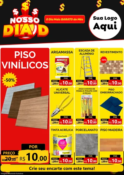 Modelo de Encarte para Encarte A4 Vertical com o tema Nosso Dia D para Material para Construção
