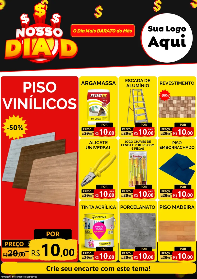 Modelo de Encarte para Encarte A4 Vertical com o tema Nosso Dia D para Material para Construção