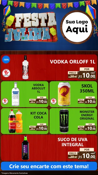 Modelo de TV para TV Vertical com o tema Festa Julina para Distribuidora de bebidas
