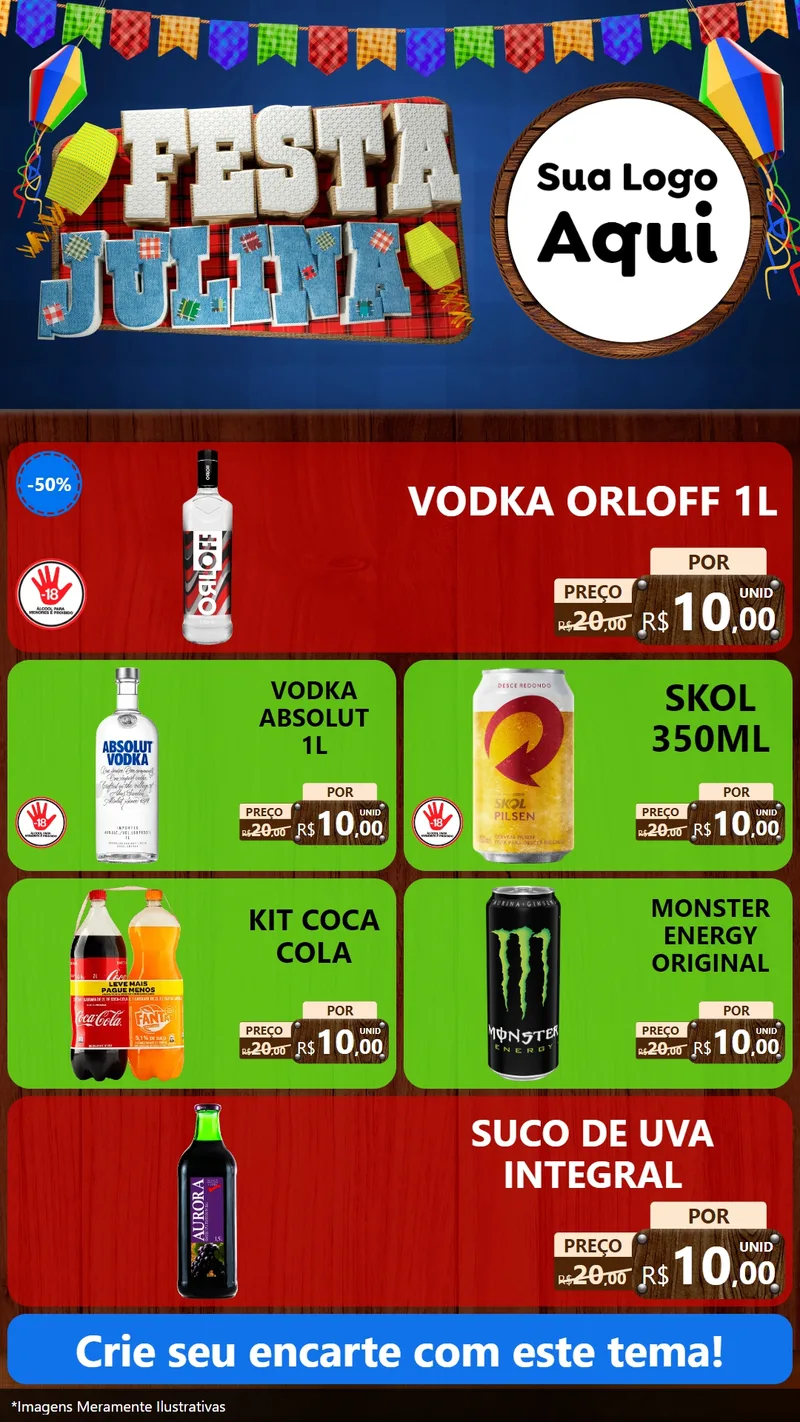 Modelo de TV para TV Vertical com o tema Festa Julina para Distribuidora de bebidas