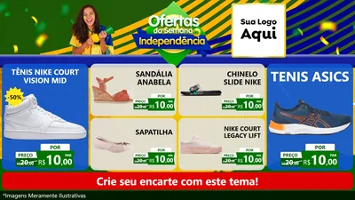 Modelo de TV para TV Horizontal com o tema Ofertas da Semana da Independência para Calçados