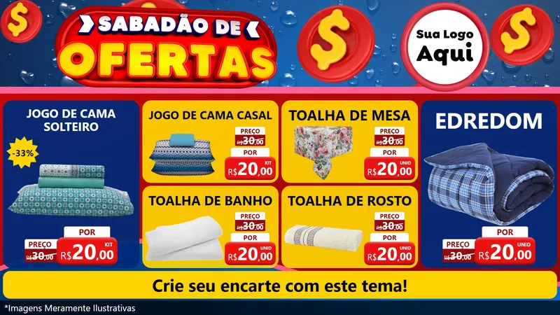 Modelo de TV para TV Horizontal com o tema Sabadão de Ofertas para Cama, Mesa e Banho