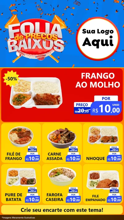 Modelo de Rede Social para Stories com o tema Folia de Preços Baixos para Restaurante