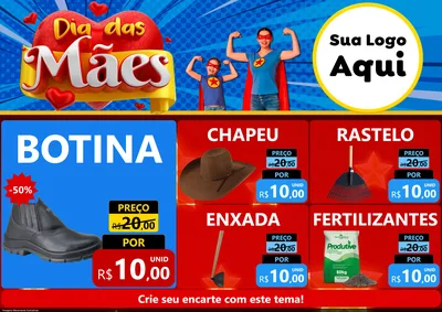 Modelo de Encarte para Encarte A4 Horizontal com o tema Dia das Mães para Agropecuária