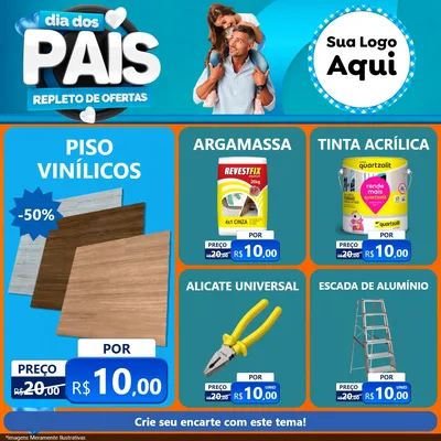 Modelo de Rede Social para Feed Facebook com o tema Dia Dos Pais Repleto de Ofertas para Material para Construção