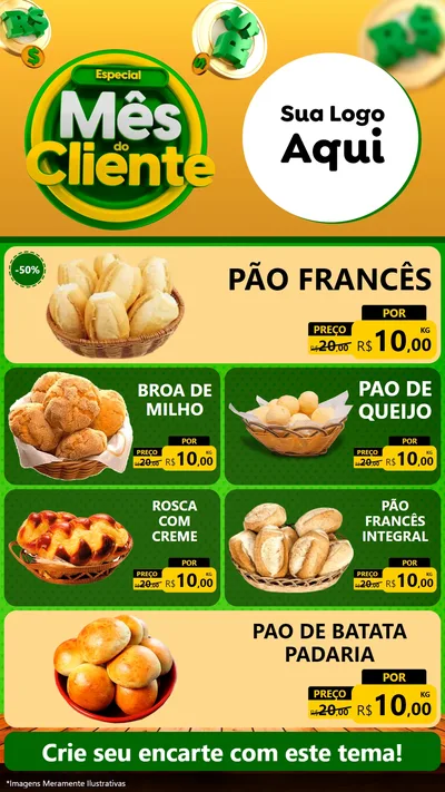 Modelo de TV para TV Vertical com o tema Especial Mês do Cliente para Padaria
