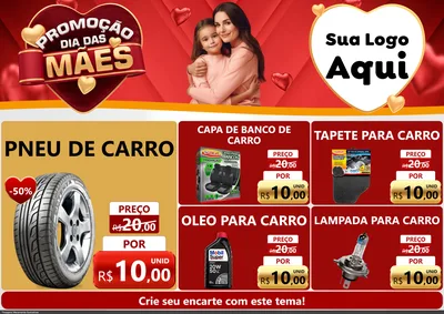 Modelo de Encarte para Encarte A4 Horizontal com o tema Promoção Dia das Mães para Auto peças