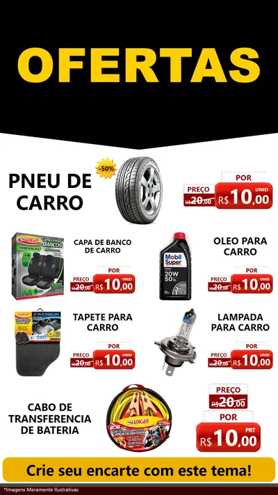 Modelo de TV para TV Vertical com o tema Ofertas Preto e Vermelho Cartaz para Auto peças