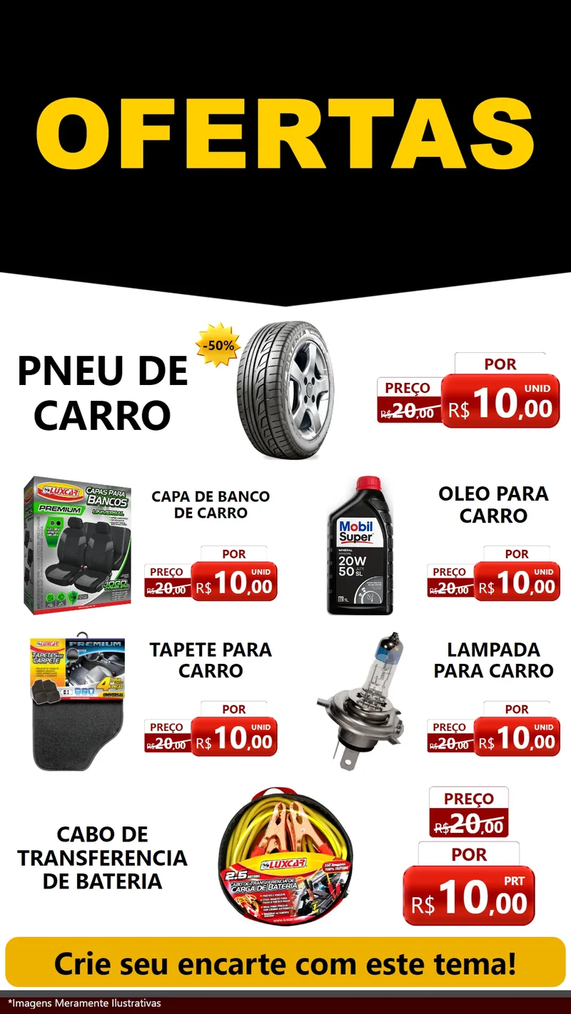 Modelo de TV para TV Vertical com o tema Ofertas Preto e Vermelho Cartaz para Auto peças