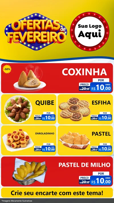 Modelo de TV para TV Vertical com o tema Ofertas de Fevereiro para Salgadaria