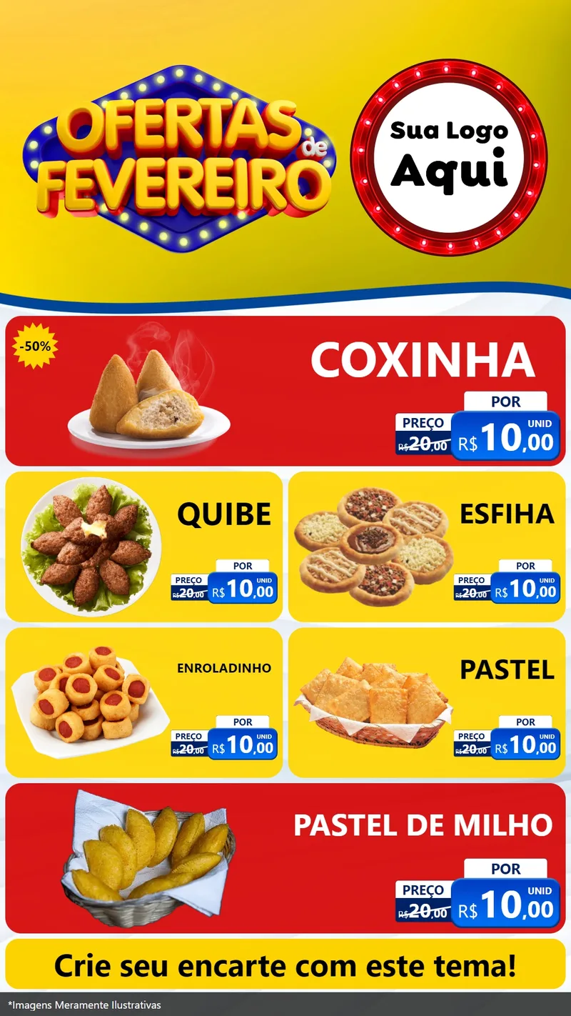 Modelo de TV para TV Vertical com o tema Ofertas de Fevereiro para Salgadaria