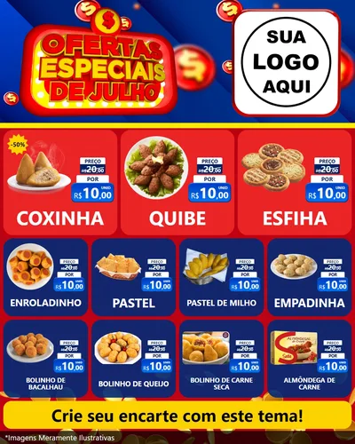 Modelo de Rede Social para Feed Instagram com o tema Ofertas Especiais de Julho para Salgadaria
