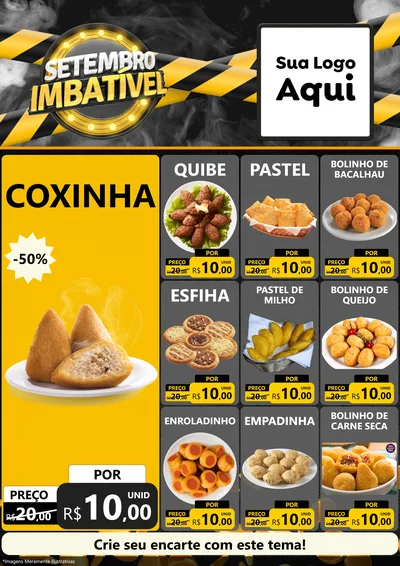 Modelo de Encarte para Encarte A4 Vertical com o tema Setembro Imbatível para Salgadaria