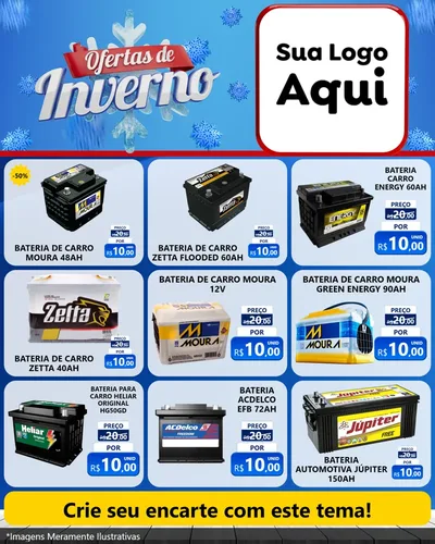 Modelo de Rede Social para Feed Instagram com o tema Ofertas de Inverno para Baterias Elétricas