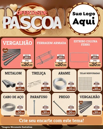 Modelo de Rede Social para Feed Instagram com o tema Ofertas de Páscoa para Ferragens