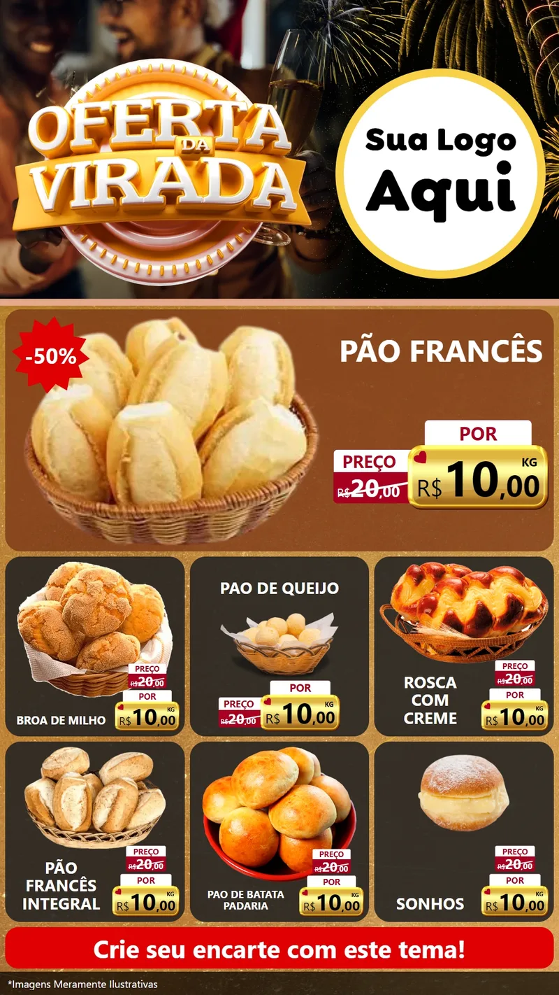 Modelo de Rede Social para Stories com o tema Oferta da Virada para Padaria