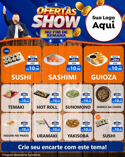 Modelo de Rede Social para Feed Instagram com o tema Ofertas Show No Fim De Semana para Comida japonesa