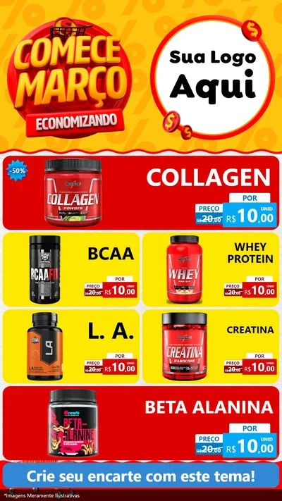 Modelo de TV para TV Vertical com o tema Comece Março Economizando para Suplementos alimentares