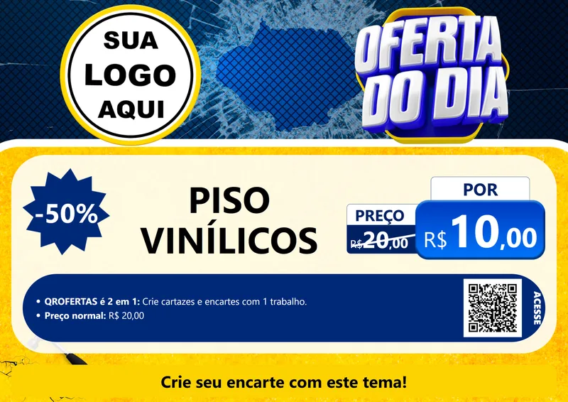 Modelo de Cartaz para Cartaz A4 Horizontal com o tema Oferta do Dia - Material de Construção para Material para Construção
