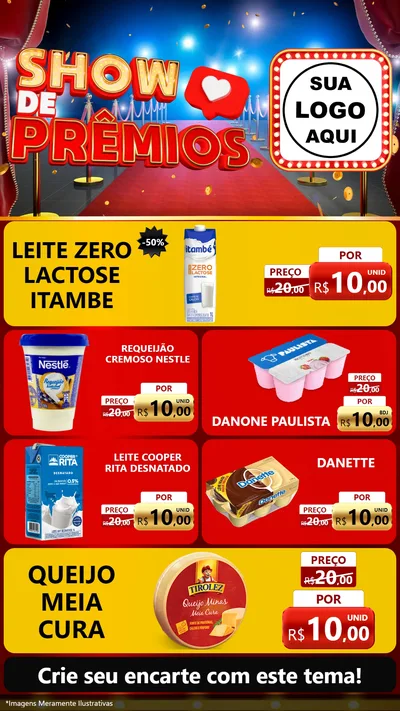 Modelo de TV para TV Vertical com o tema Show de Prêmios para Frios e Laticínios