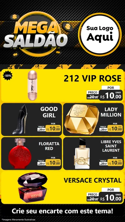 Modelo de TV para TV Vertical com o tema Mega Saldão para Perfumes