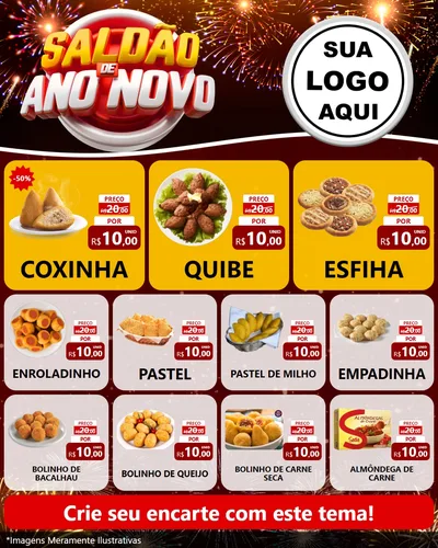 Modelo de Rede Social para Feed Instagram com o tema Saldão de Ano Novo para Salgadaria