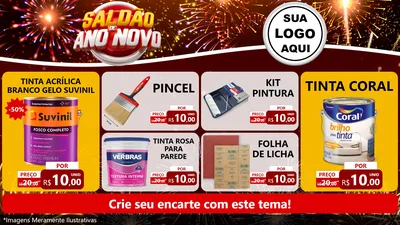 Modelo de TV para TV Horizontal com o tema Saldão de Ano Novo para Tintas e Ferramentas