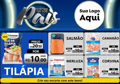 Modelo de Encarte para Encarte A4 Horizontal com o tema Sorteio Dia Dos Pais para Peixaria