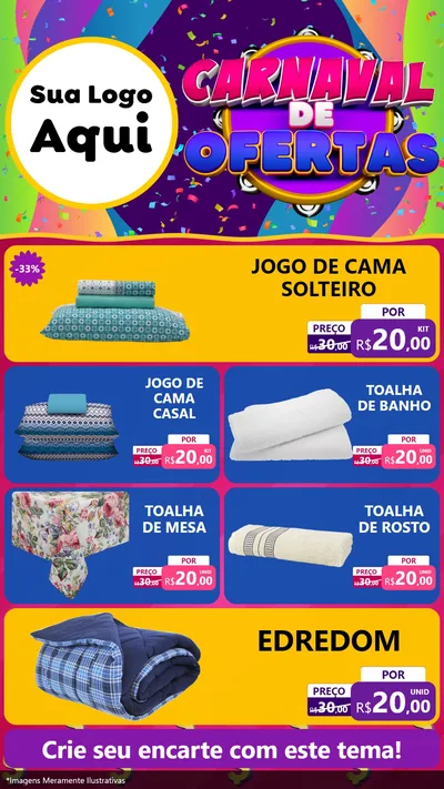 Modelo de TV para TV Vertical com o tema Carnaval de Ofertas para Cama, Mesa e Banho