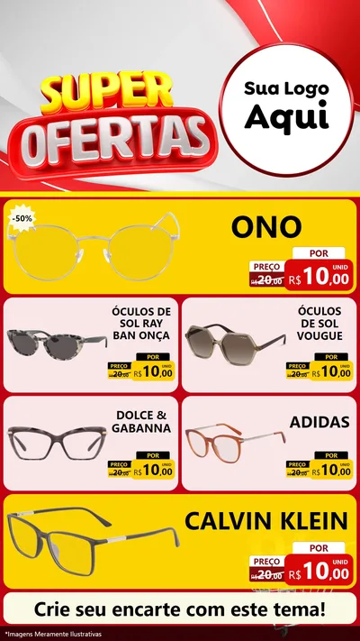 Modelo de TV para TV Vertical com o tema Super Ofertas para Óticas