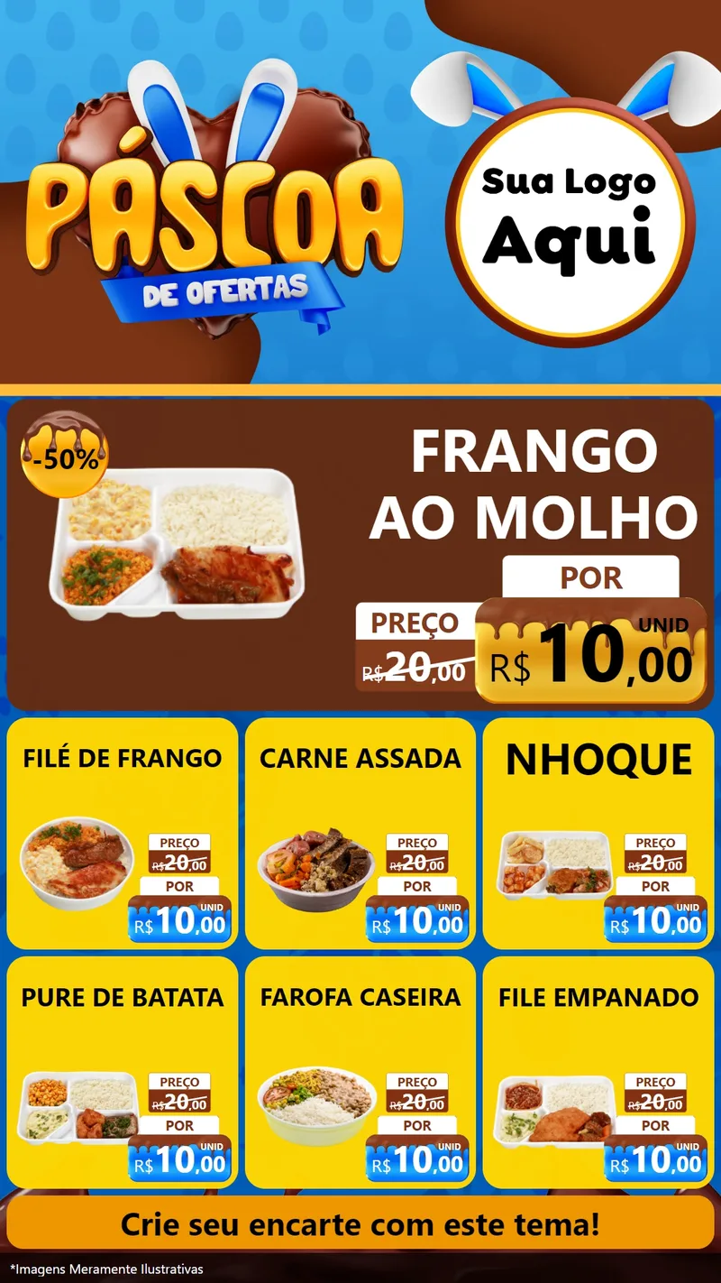 Modelo de Rede Social para Stories com o tema Páscoa de Ofertas para Restaurante