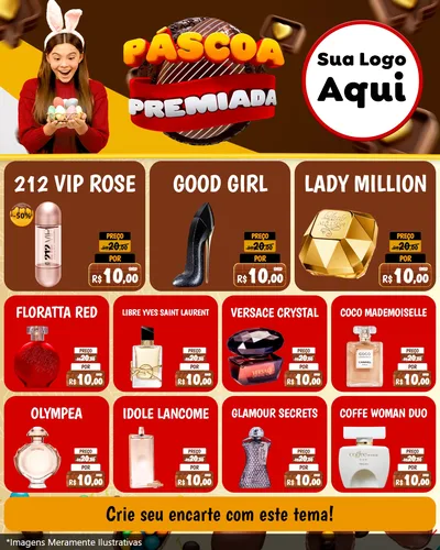 Modelo de Rede Social para Feed Instagram com o tema Páscoa Premiada para Perfumes