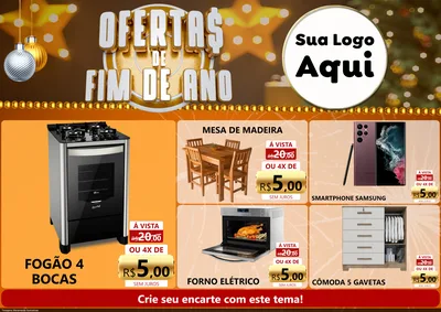 Modelo de Encarte para Encarte A4 Horizontal com o tema Ofertas de Fim de Ano para Móveis e Eletro