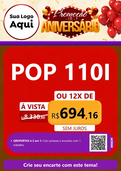 Modelo de Cartaz para Cartaz A4 Vertical com o tema Promoção de Aniversário para Concessionaria de Motos
