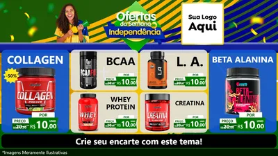 Modelo de TV para TV Horizontal com o tema Ofertas da Semana da Independência para Suplementos alimentares