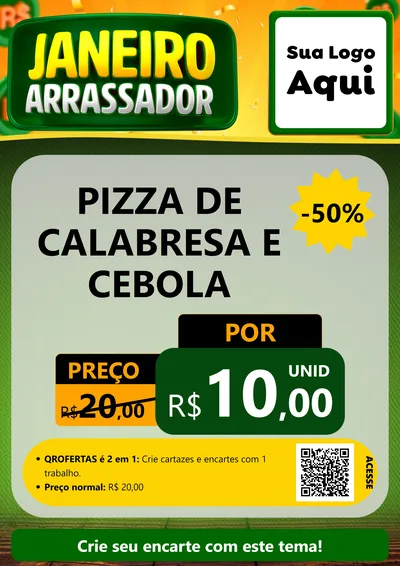 Modelo de Cartaz para Cartaz A4 Vertical com o tema Janeiro Arrasador para Pizzaria