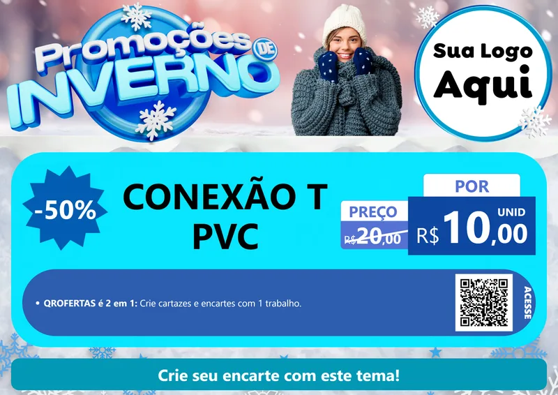 Modelo de Cartaz para Cartaz A4 Horizontal com o tema Promoções de Inverno para Tubos e conexões
