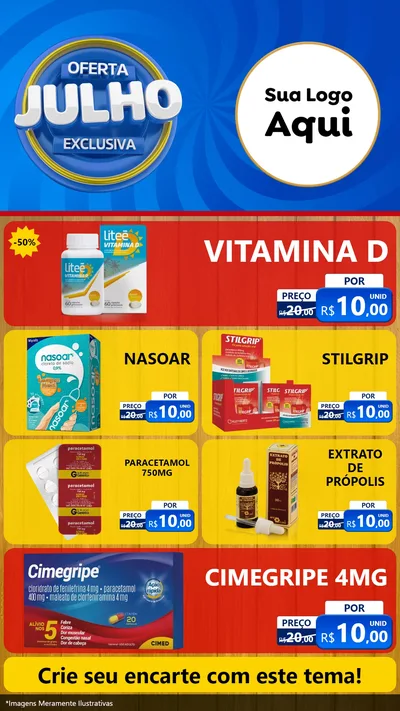 Modelo de TV para TV Vertical com o tema Oferta Exclusiva, Julho para Farmácia