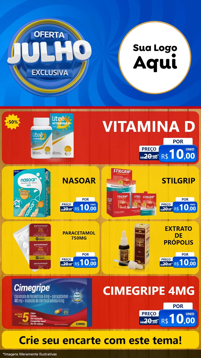 Modelo de TV para TV Vertical com o tema Oferta Exclusiva, Julho para Farmácia