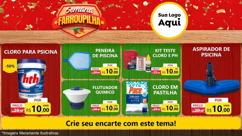Modelo de TV para TV Horizontal com o tema Semana Farroupilha para Produtos para Piscina