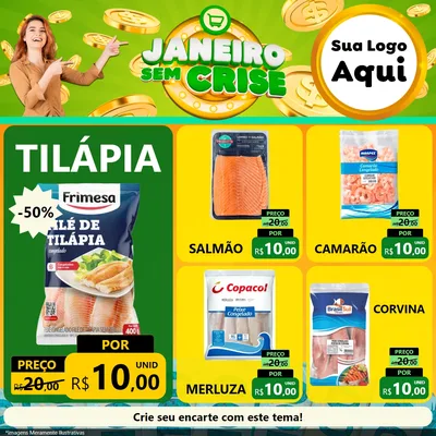 Modelo de Rede Social para Feed Facebook com o tema Janeiro Sem Crise para Peixaria