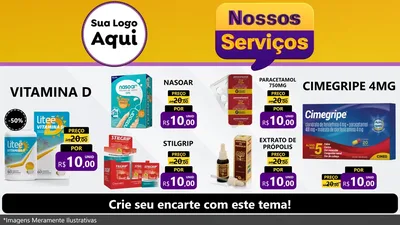 Modelo de TV para TV Horizontal com o tema Nossos Serviços para Farmácia